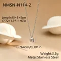 Detail view of stainless steel bead chain necklace with silver bubble letter a pendant - Bubble Letter Q (NMSN-N114-2) / Silver