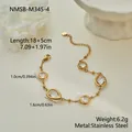 Detail view of gold stainless steel bracelet with teardrop zirconia crystals - Round and Droplet Zirconia Combo Style (NMSB-M345-4)