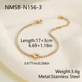 Minimalistisches goldenes Edelstahl-Kristallarmband mit C-Buchstaben-Anhänger, 17+3cm Länge - Buchstabe C Stil (NMSB-N156-3) / 18K-Gold