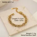 Pulsera de eslabones tejidos en acero inoxidable dorado con cadena de extensión ajustable - 17cm+5cm