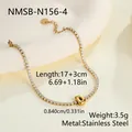 Elegantes goldenes Edelstahl-Tennisarmband mit Zirkonia-Steinen und Buchstaben-D-Anhänger - Buchstabe D Stil (NMSB-N156-4) / 18K-Gold