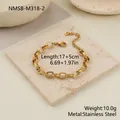 Detailed view of a gold-colored stainless steel textured chain bracelet with measurements - 17+5cm