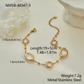 Detailed view of elegant stainless steel zircon bracelet showing dimensions and weight - Square and Oval Zirconia Linked Style (NMSB-M347-3)