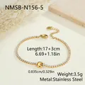 Minimalistisches goldenes Edelstahlarmband mit Zirkonia-Steinen und Buchstaben-E-Anhänger - Buchstabe E Stil (NMSB-N156-5) / 18K-Gold