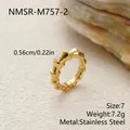 Anillo de acero inoxidable dorado diseño nudo de bambú talla 7 ancho 0,56 cm peso 7,2 g - NMSR-M757-2 / Talla 7 / Talla única