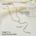 Macro view of gold stainless steel Y-shaped necklace with length and weight specifications - Y-Shaped Necklace (NMSN-M356-1) / 18K Gold