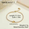 Minimalistisches Tennisarmband aus Edelstahl mit Goldfinish und Initial-F-Anhänger. - Buchstabe F Stil (NMSB-N157-1) / 18K-Gold