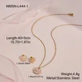 Gedetailleerd overzicht van roze glitter hart ketting en oorbellen set met afmetingen - Hart Met Strik Stijl (NMSN-L444-1) / 18K goud