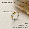 Elegante anillo bicolor de acero inoxidable con diseño de bambú y segmentos en oro y plata - NMSR-M757-4 / Talla 6 / Talla única