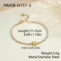 Minimalistisches Tennisarmband aus vergoldetem Edelstahl mit einem H-Buchstabenanhänger. - Buchstabe H Stil (NMSB-N157-3) / 18K-Gold