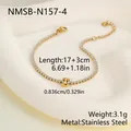 Elegantes minimalistisches goldenes Edelstahl-Tennisarmband mit Kristall-I-Initial-Anhänger - Buchstabe I Stil (NMSB-N157-4) / 18K-Gold