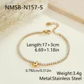 Minimalistisches Edelstahlarmband mit U-Anhänger und klaren Steinen. - Buchstabe U Stil (NMSB-N157-5) / 18K-Gold