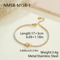 Elegantes goldenes Edelstahlarmband mit K-Buchstabenanhänger und Zirkoniasteinen - Buchstabe K Stil (NMSB-N158-1) / 18K-Gold