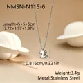 Silver stainless steel ball chain necklace with bubble letter Z pendant for women - Bubble Letter Z (NMSN-N11L5-6) / Silver