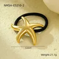 Detailed macro shot of an 18k gold plated stainless steel starfish metal hair tie - Gold Polished Starfish Style (NMSH-E5210-2)