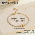 Eleganteres goldenes Edelstahl-Tennisarmband mit einem Buchstaben-M-Anhänger und Kristallen - Buchstabe M Stil (NMSB-N158-3) / 18K-Gold