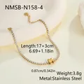 Goldenes Edelstahl-Armband mit Buchstabe H, Kristallen und Längenangaben - Buchstabe H Stil (NMSB-N158-4) / 18K-Gold
