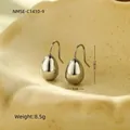 Détail de boucles d'oreilles gouttes argentées, 1.8x1cm, poids 8.5g, acier inoxydable - Acier