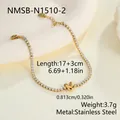Minimalistisches Armband aus vergoldetem Edelstahl mit Herzanhänger, verstellbare Länge 17+3 cm - Pfirsichherz Stil (NMSB-N1510-2) / 18K-Gold
