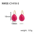 Élégantes boucles d'oreilles en émail goutte rose en acier titane avec crochets dorés - Rose rouge