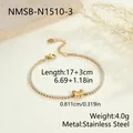 Goldenes Edelstahl-Armband mit Kristallen, Details zur Länge 17+3 cm. - Herz Stil (NMSB-N1510-3) / 18K-Gold