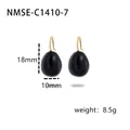 Élégantes boucles d'oreilles gouttes noires en acier titane doré, taille 18x10mm specs - Noir