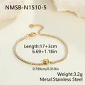 Minimalistisches Tennisarmband aus Edelstahl mit Herzanhänger und Goldbeschichtung - Pfirsichherz Stil (NMSB-N1510-5) / 18K-Gold