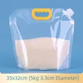 35x32cm transparent food storage bag with yellow handle and 3.3cm spout for 5kg grain - 5kg Capacity (10 Pieces/Pack)