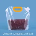 Heavy-duty transparent 2.5kg grain storage spout pouch with yellow handle, 28x30cm - 2.5kg Capacity (10 Pieces/Pack)