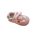 Sweet pink mesh toddler girls sports shoes with floral embroidery and soft soles - Size 23 (Inner Length 13.5cm) / Pink