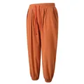 Men's breathable cotton linen drawstring casual jogger pants in vibrant orange - S / Bottoms / Orange