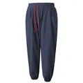 Pantalón de hombre de algodón y lino azul marino con cordón rojo y cintura elástica - Azul marino