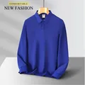 Premium royal blue long-sleeved men's polo shirt featuring a classic buttoned collar - S / Tops / Blue