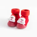 Warm Christmas Santa Claus baby walker socks with red fleece and non-slip soles - 18-19 (Inner Length 11.5cm) / Santa Claus / Christmas Snow Red
