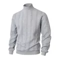 Men's premium grey turtleneck cable knit sweater with textured jacquard pattern for winter - S / Tops / Light Gray