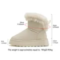 Vista detallada de botas de nieve con plataforma beige con dimensiones y peso total - Blanco Roto