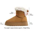 Medidas detalladas de botas de nieve con plataforma para mujer con piel sintética y lazo - Camel