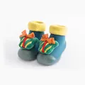 Teal Christmas baby walker shoes with fleece lining and cute gift box plush decor - 18-19 (Inner Length 11.5cm) / Gift Box Version / Christmas Snow Lake Blue
