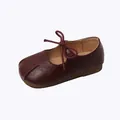 Elegant burgundy Mary Jane flat for toddler girls with soft gum sole and bow accent - Size 21-25 (Batch of 5) / Mary Jane Shoes / Red