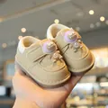 Baby walking shoes with soft soles, light-up feature, and cartoon monster decor - Size 16 / Inner Length 11.5cm / Khaki