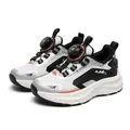 Children's breathable outdoor running shoes in black with a rotary buckle closure - Khaki Black