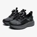 Black children's outdoor running shoes with breathable mesh and rotary buckle - Black