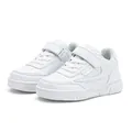 All-white children's casual skate shoes with convenient hook-and-loop strap - 28 / White