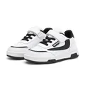 Children's casual white board sneakers with black accents and magic tape straps - 28 / White Black