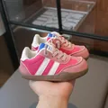 Fashionable pink toddler girls' German army trainer style sneakers with soft soles - 22 / Pink