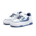 Stylish white and blue children's casual sneakers with convenient hook and loop closure - 28 / White Moon