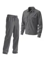 Men's two-piece casual corduroy set with button-up jacket and matching trousers in dark grey - S / Top And Bottom / Gray