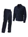 Men's navy blue casual corduroy two-piece set featuring shirt and matching pants - Navy Blue