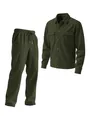 Men's olive green corduroy casual two-piece set with button-up shirt and trousers - Army Green