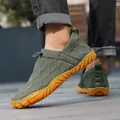 Breathable fly-woven hiking shoes in army green with orange rubber sole - 39 / Army Green